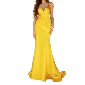 NEW LADIVINE fitted satin mermaid gown in gold